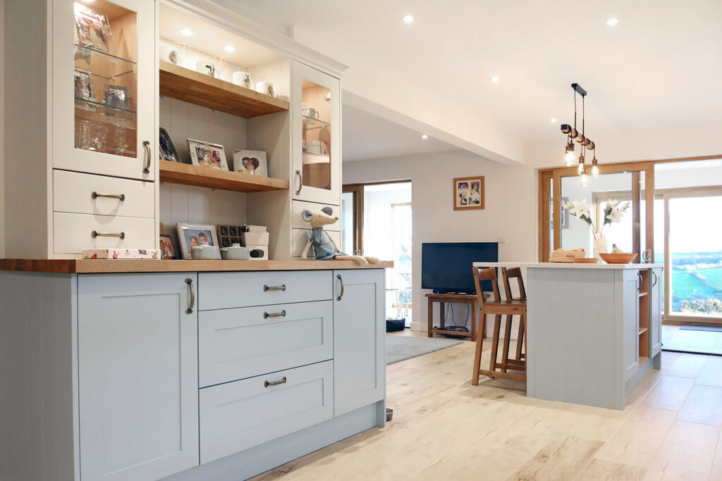 Now Kitchens Hardwick painted Powder Blue with Scots Grey