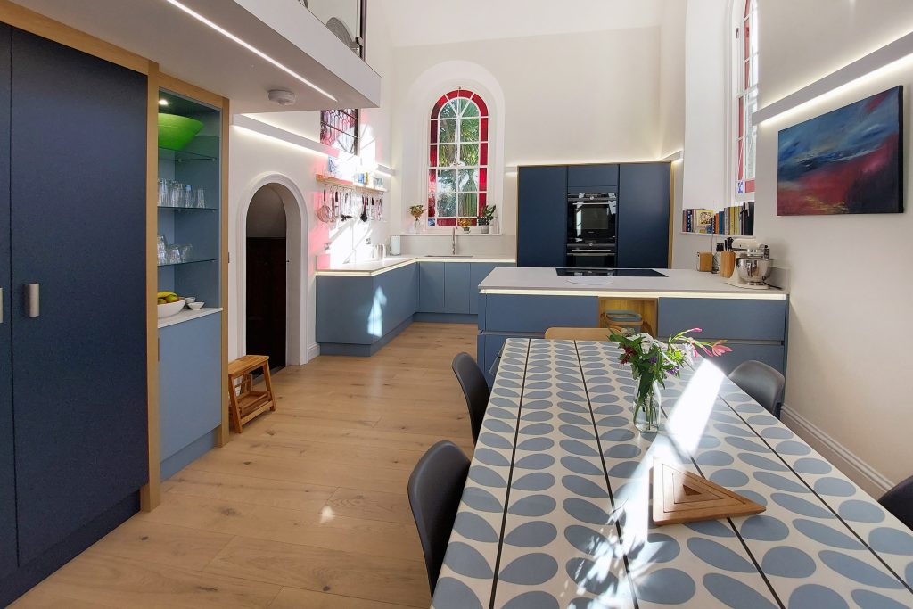 Now Kitchens Handleless Oxford Blue & Coastal Blue kitchen Penzance