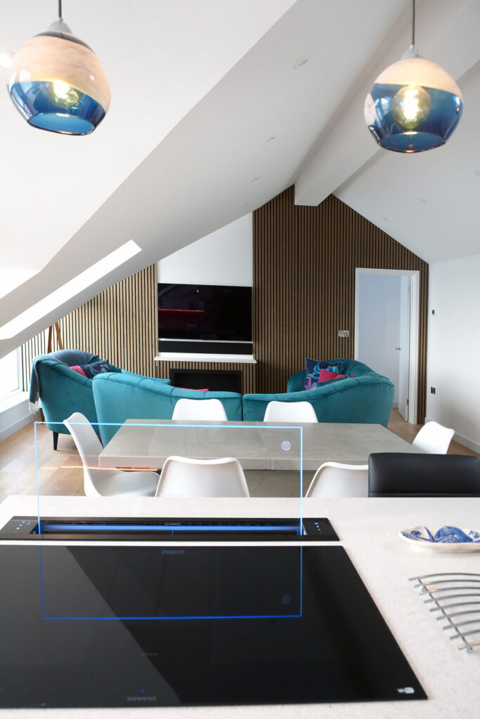 Gloss Blue Kitchen lighting