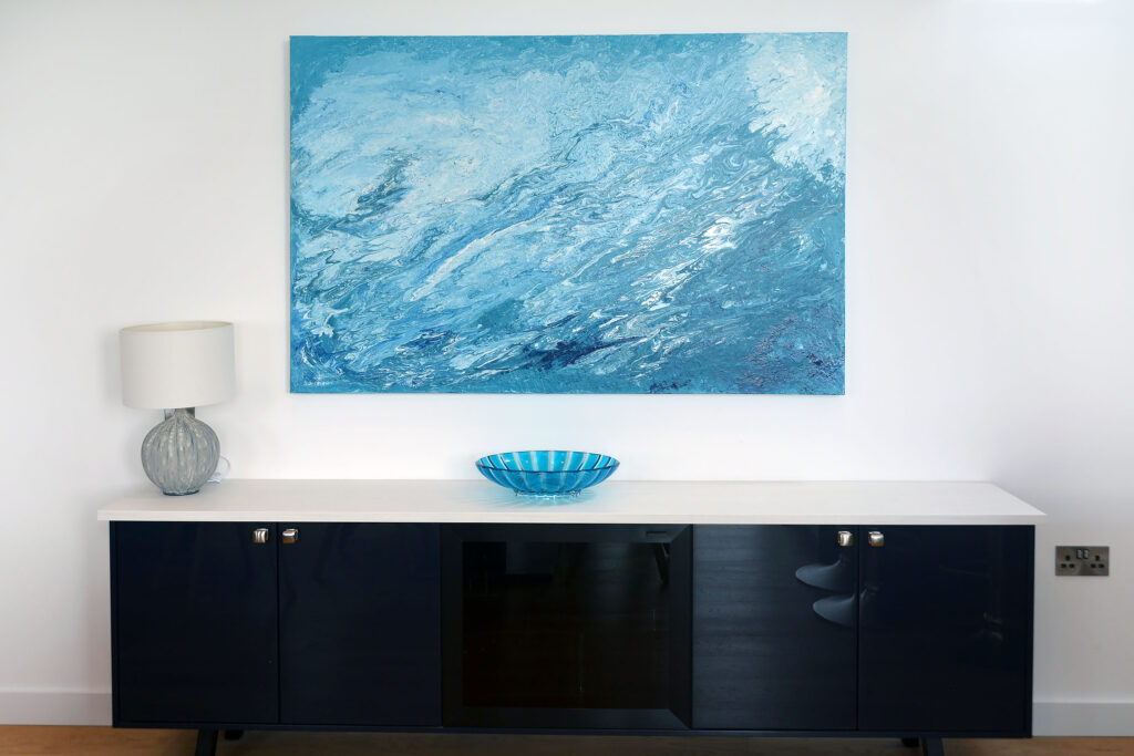 Gloss Blue Kitchen colour matched furniture