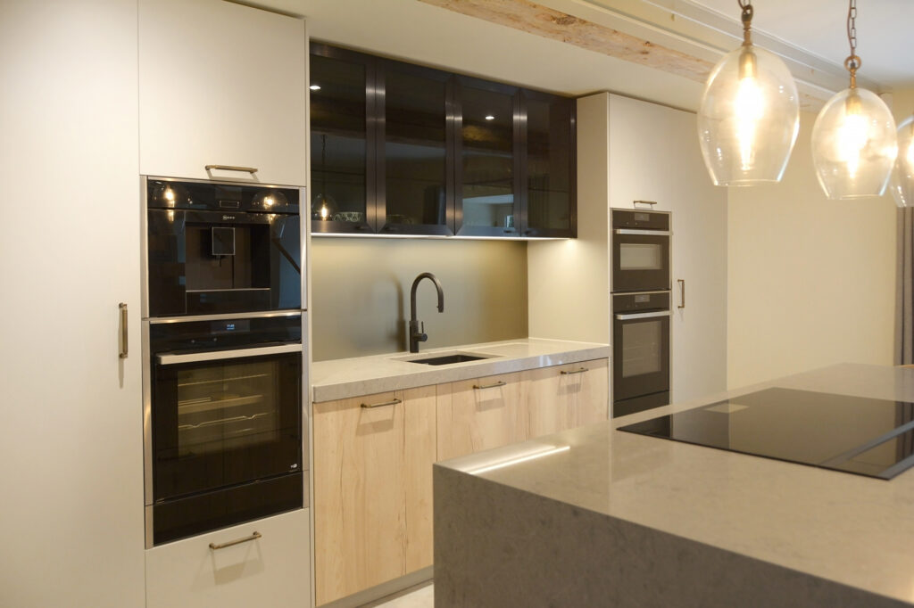 contemporary farmhouse kitchen over counter cabinets