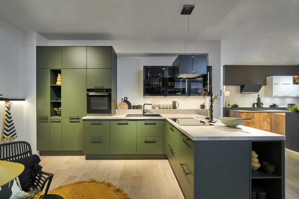 Olive Green Kitchen Design, part of the German Hacker Kitchens Range
