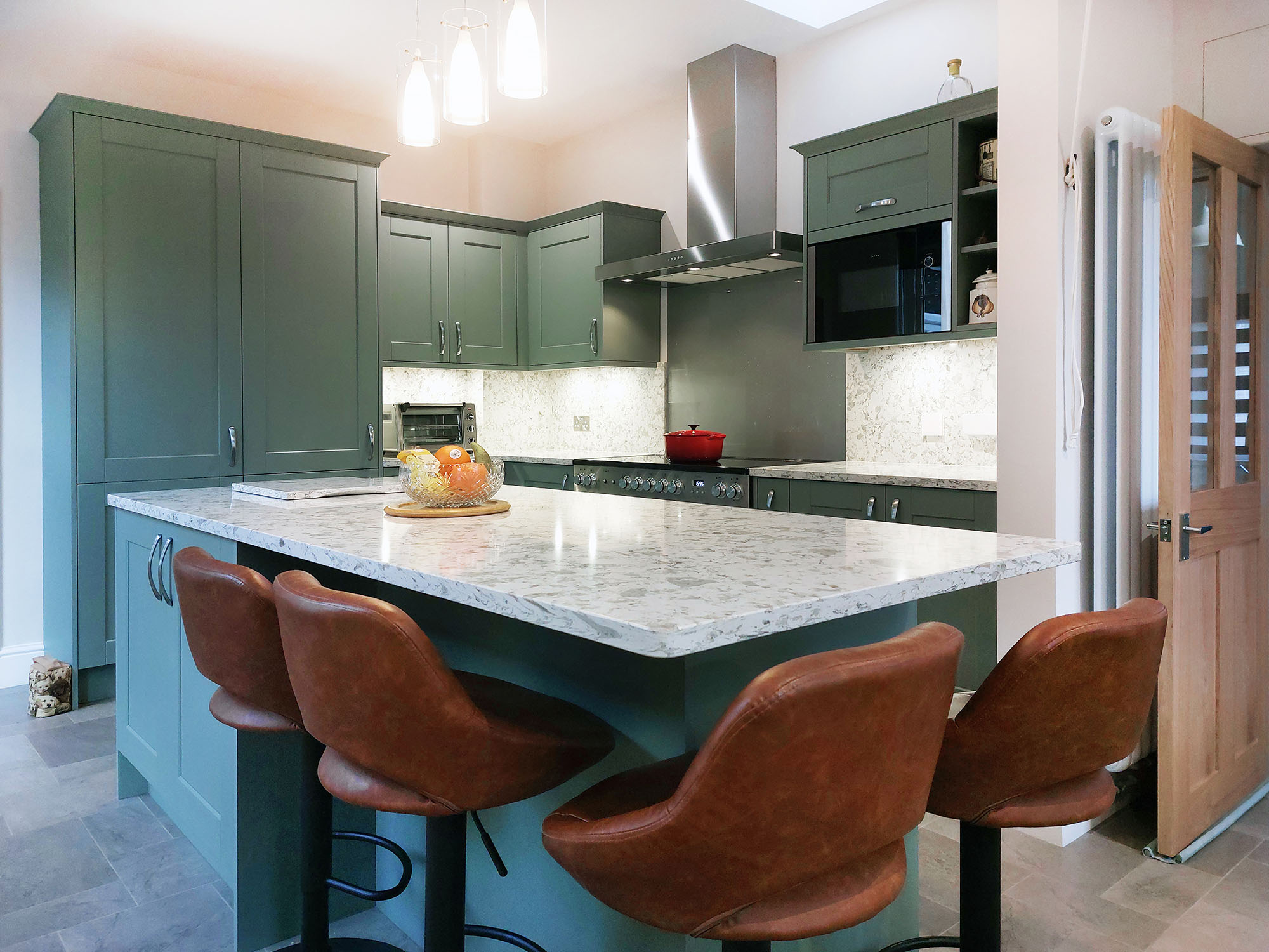 Green Shaker Kitchen with Island