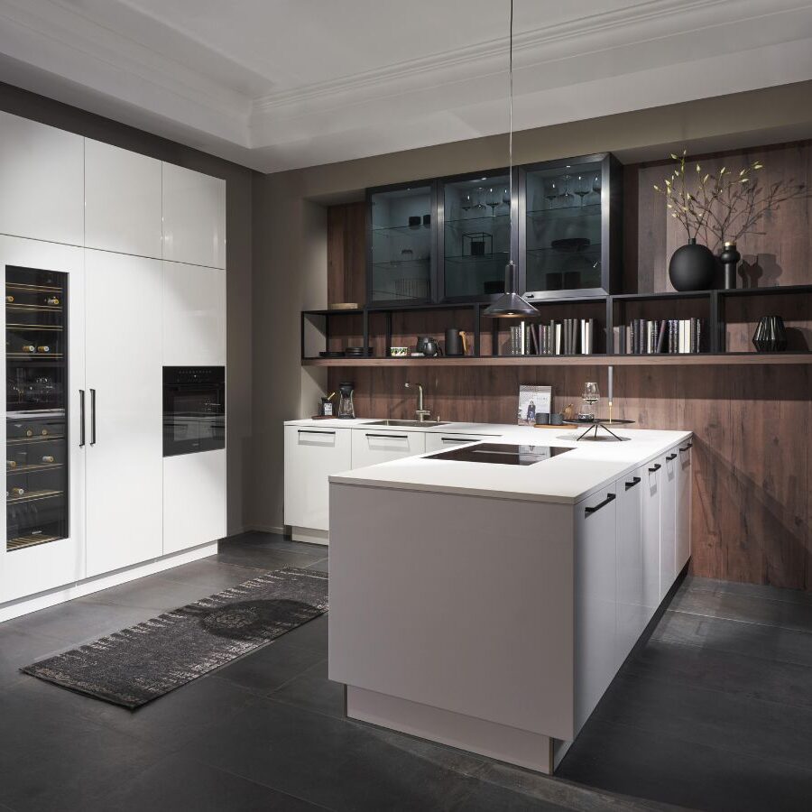 Hacker white and wood modern kitchen in German kitchens range