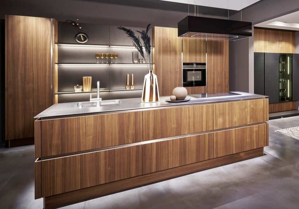 Now Kitchens German Kitchen Hacker Walnut Fluted door