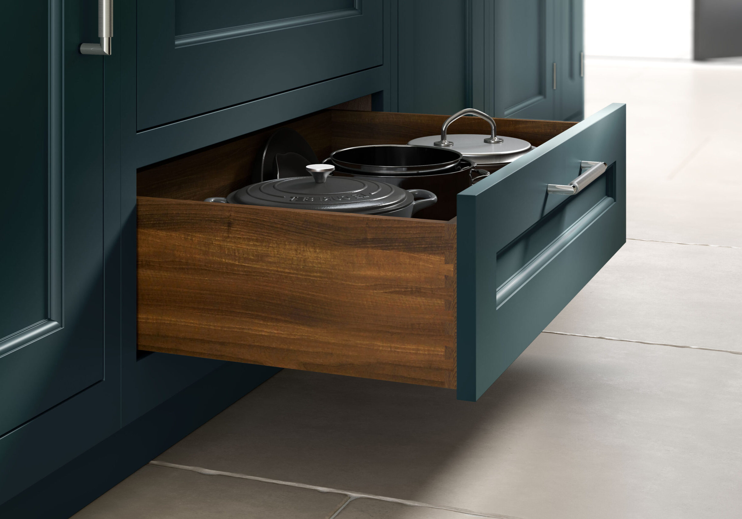 wood effect internal drawers shaker kitchen