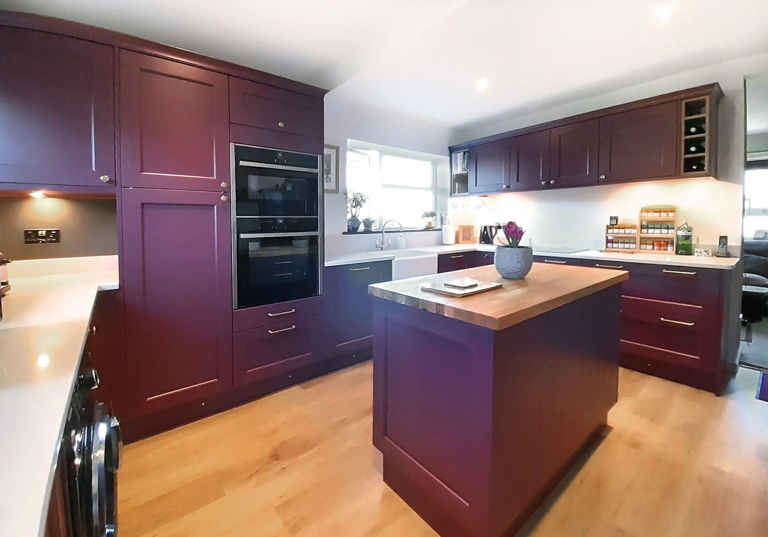 Now Kitchens Ashbourne Claret Painted & Portlans Oak (4)