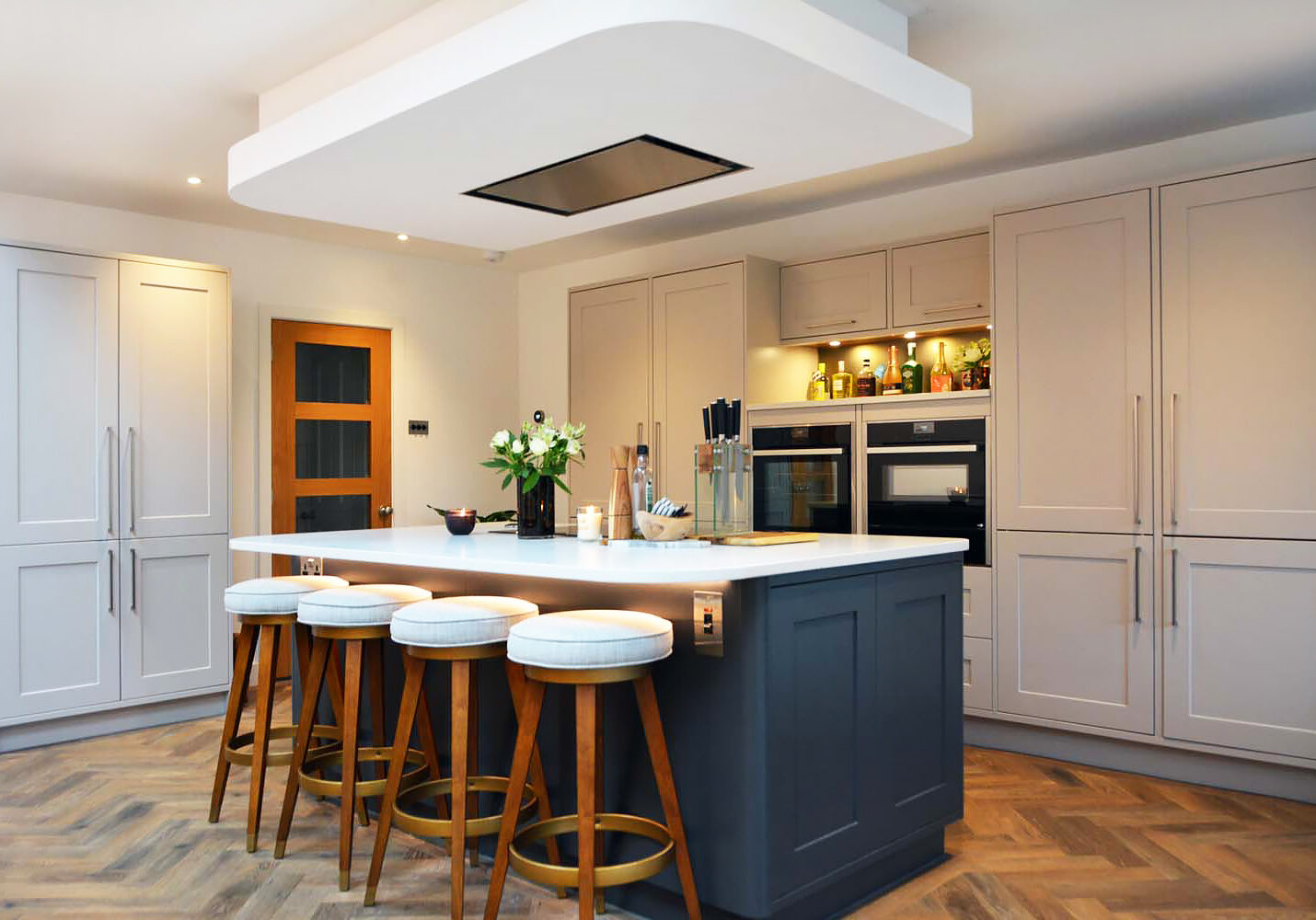Now Kitchens Marlborough Silk Heritage Grey Painted with Graphite Island Falmouth
