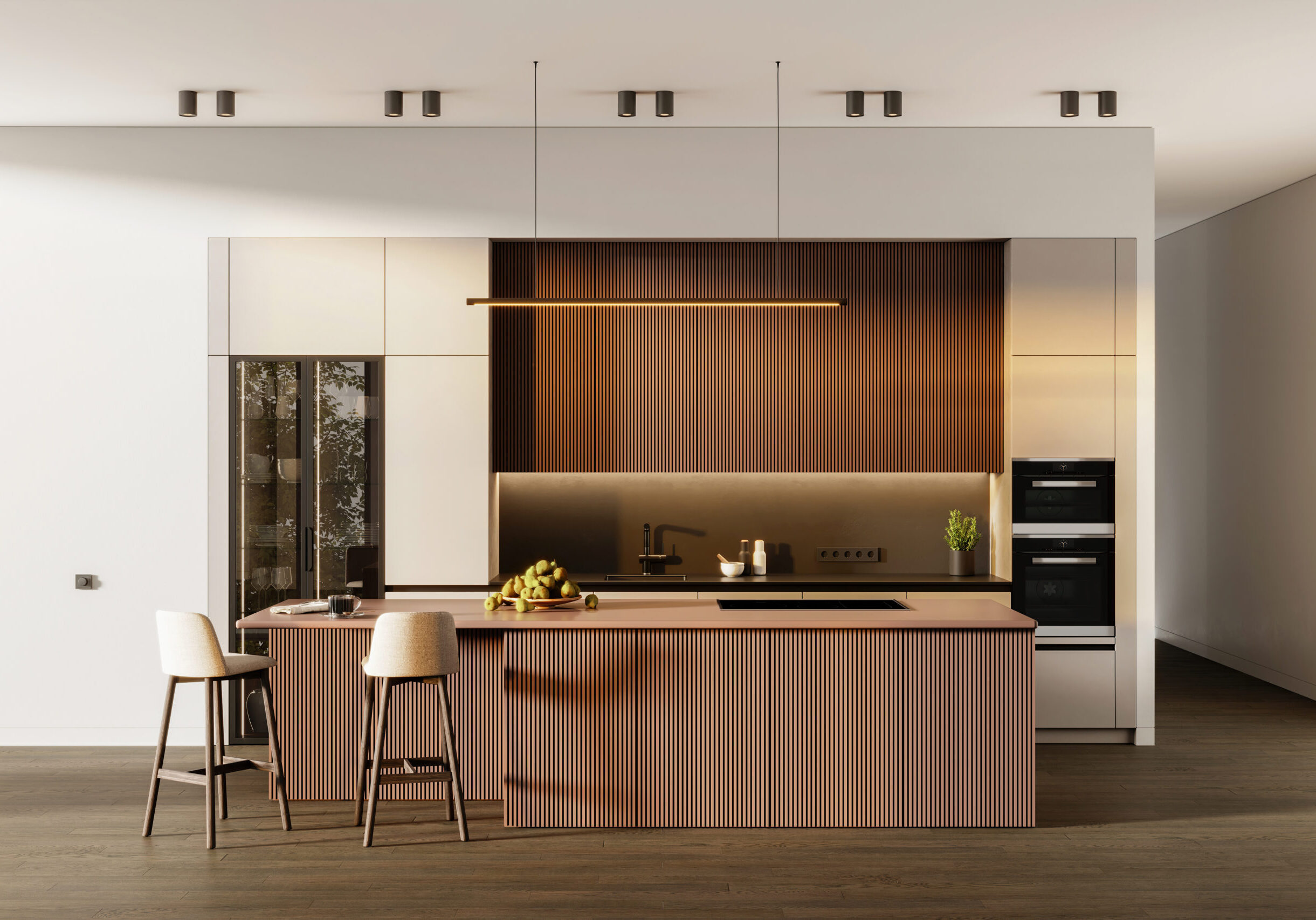 kitchen colour ideas 2025 reeded wood