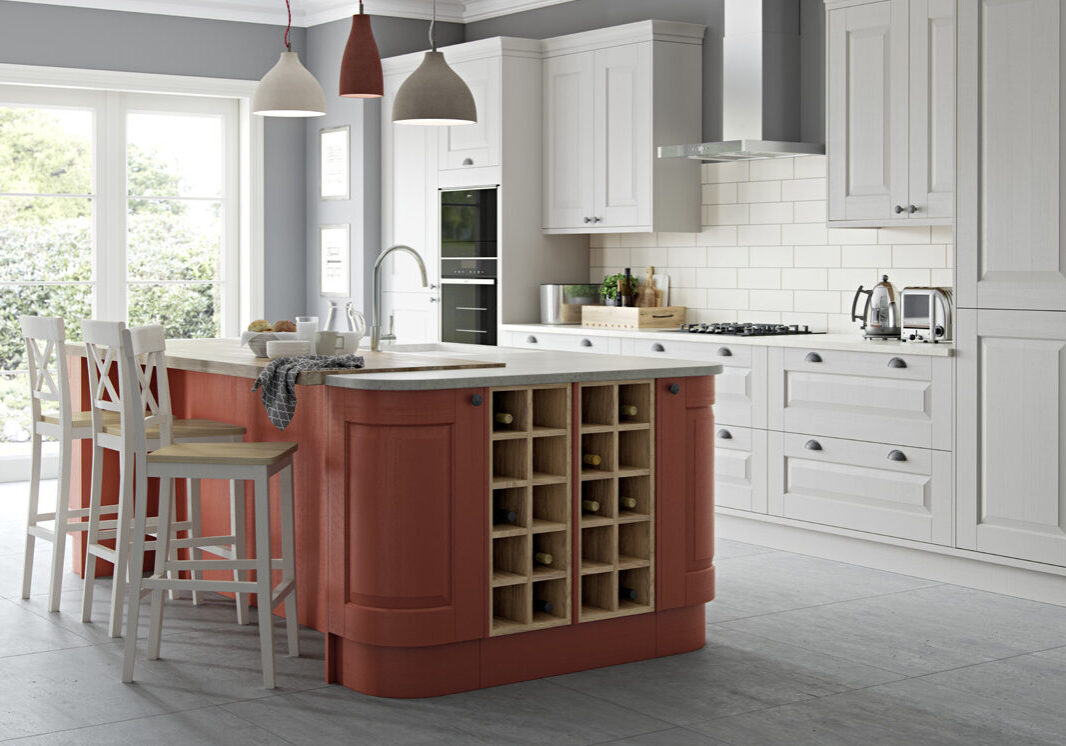 kitchen colours terracotta and sunset scots grey