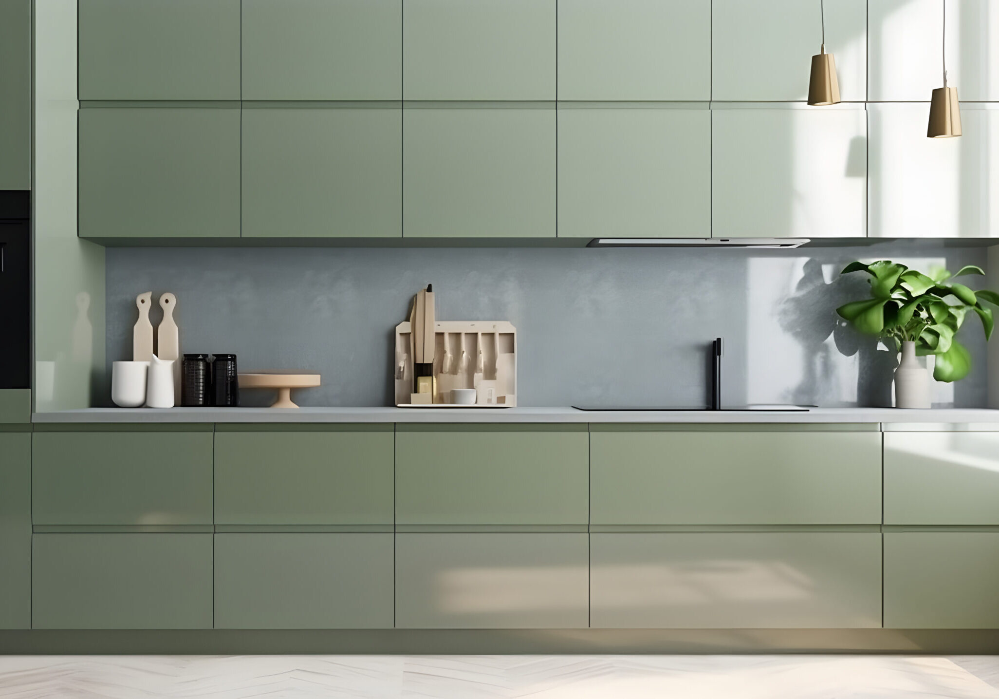 kitchen colour ideas sage green handleless kitchen design